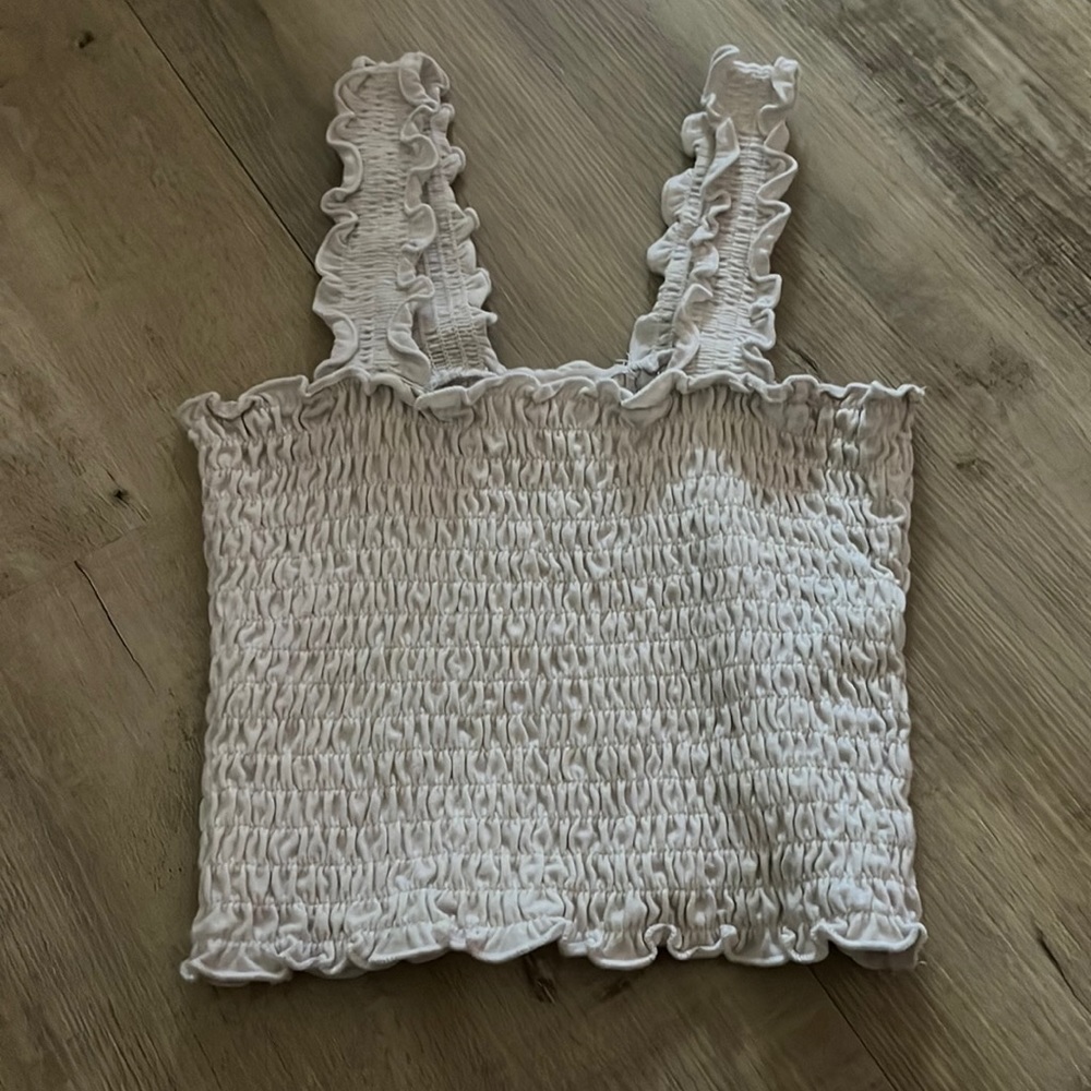 Hollister Ruched White Crop Top (Size XS)